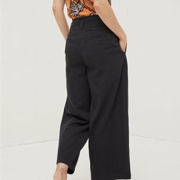 NWT Fat Face Exmouth Mina Tencel Black Belted Crop Pants Sz 2 - Picture 4 of 10